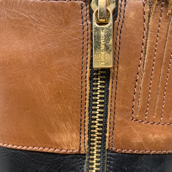 Michael Kors Leather Riding Equestrian Knee Boots AA13G Black & Tan Sz 10 READ - Picture 4 of 13